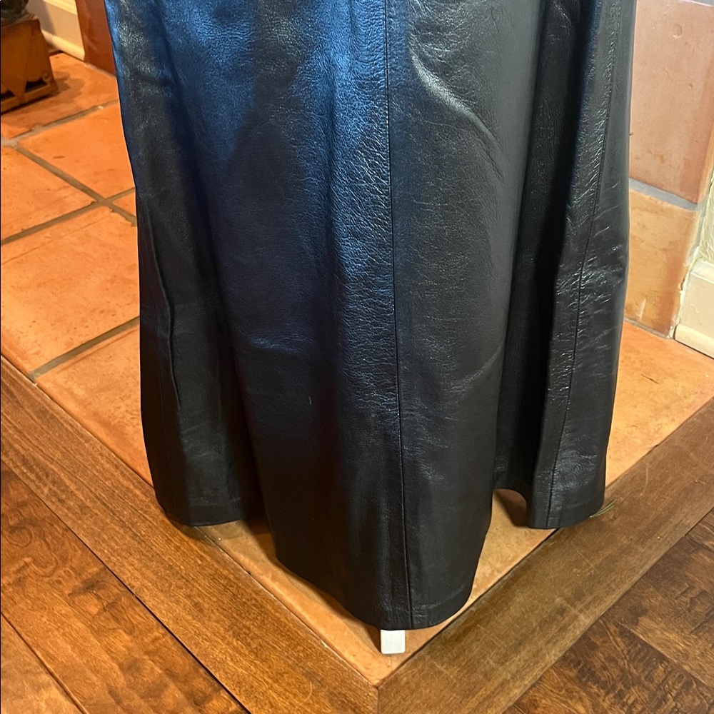 Vintage Shelli Segal Black Leather Maxi Sirt, size 6 - Picture 3 of 10